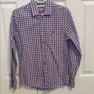 Express men’s S fitted dress shirt. Purple plaid